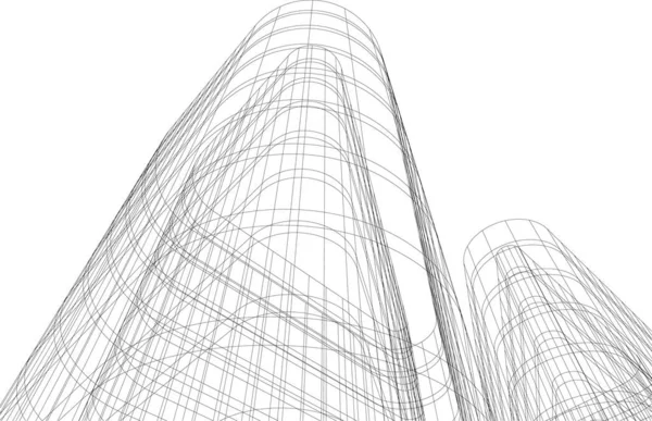 Abstracte Tekenlijnen Architectonisch Kunstconcept Minimale Geometrische Vormen — Stockvector