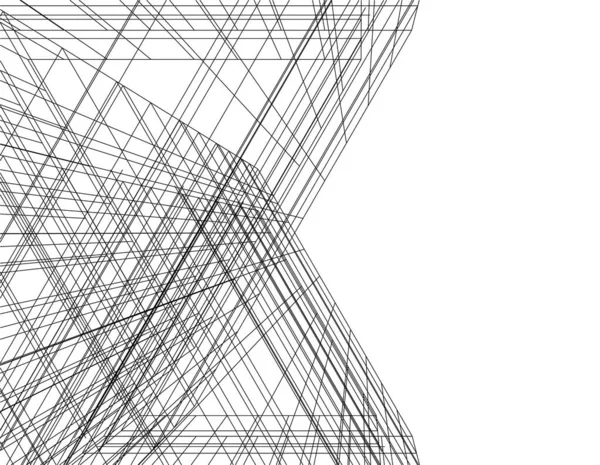 白色背景 最小几何形状建筑艺术概念中的抽象线条 — 图库矢量图片