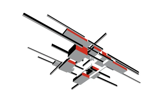 Abstracte Tekenlijnen Architectonisch Kunstconcept Minimale Geometrische Vormen — Stockvector