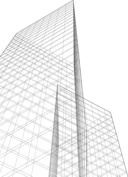 Abstracte Tekenlijnen Architectonisch Kunstconcept Minimale Geometrische Vormen — Stockvector