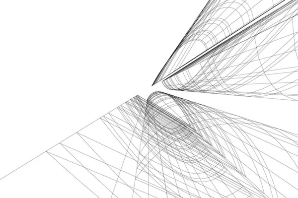 Abstrakcyjne Linie Rysunku Koncepcji Sztuki Architektonicznej Minimalne Kształty Geometryczne — Wektor stockowy