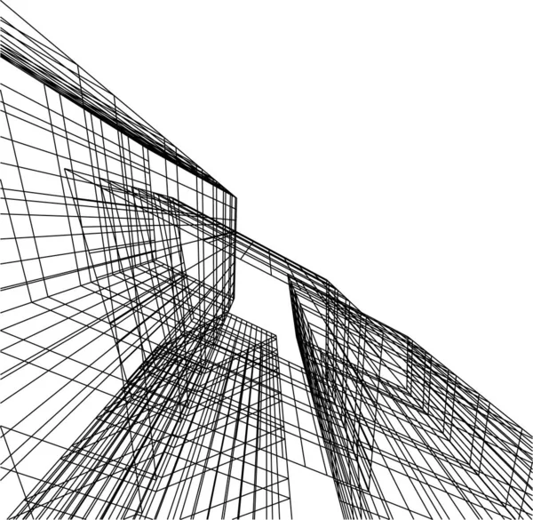 Abstrakte Zeichnungslinien Architektonischen Kunstkonzept Minimale Geometrische Formen — Stockvektor