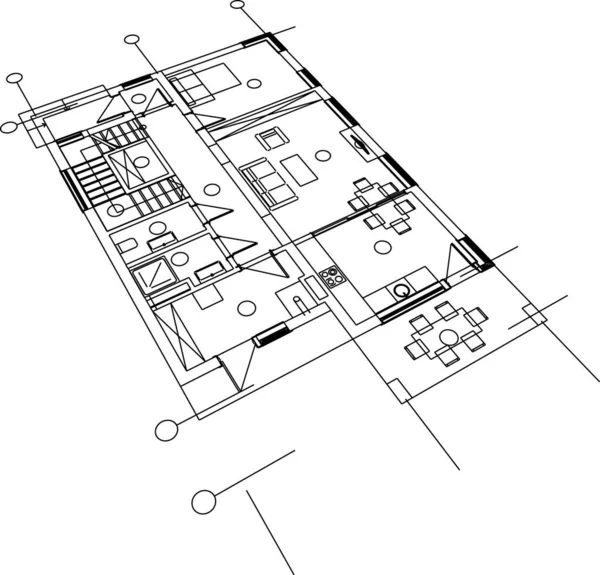 Abstrakte Zeichnungslinien Architektonischen Kunstkonzept Minimale Geometrische Formen — Stockvektor