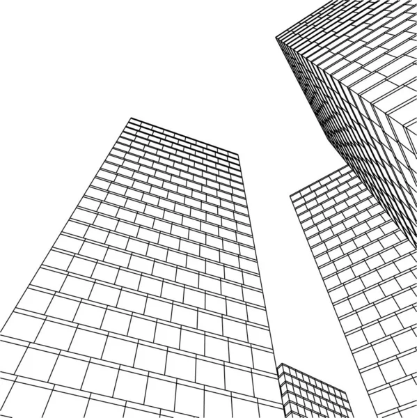 Abstracte Tekenlijnen Architectonisch Kunstconcept Minimale Geometrische Vormen — Stockvector