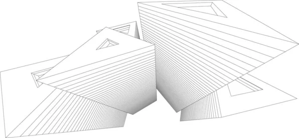 建築芸術の概念における抽象的な線や最小限の幾何学的形状 — ストックベクタ