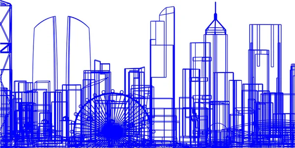 Abstract Drawing Lines Architectural Art Concept Minimal Geometrical Shapes — Stock Vector