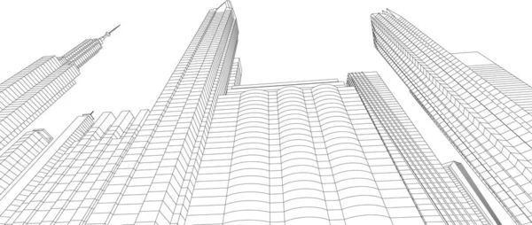 Abstracte Tekenlijnen Architectonisch Kunstconcept Minimale Geometrische Vormen — Stockvector