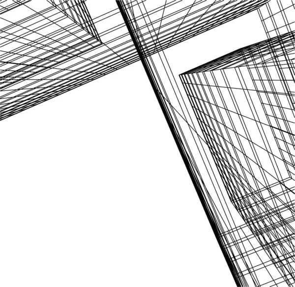 Lignes Dessin Abstraites Dans Concept Art Architectural Formes Géométriques Minimales — Image vectorielle