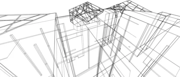 Linhas Abstratas Desenho Conceito Arte Arquitetônica Formas Geométricas Mínimas —  Vetores de Stock