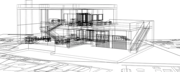 Abstracte Tekenlijnen Architectonisch Kunstconcept Minimale Geometrische Vormen — Stockvector