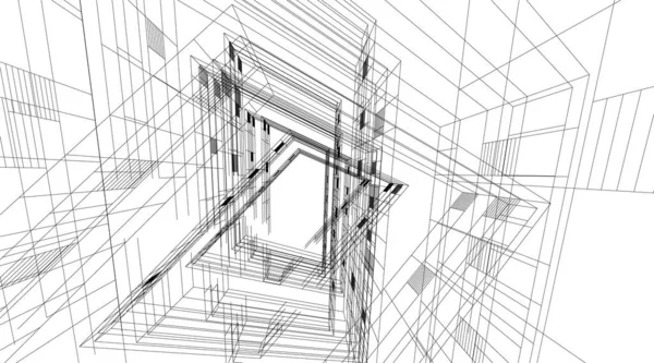 Abstrakta Teckningslinjer Arkitektonisk Konst Koncept Minimala Geometriska Former — Stock vektor