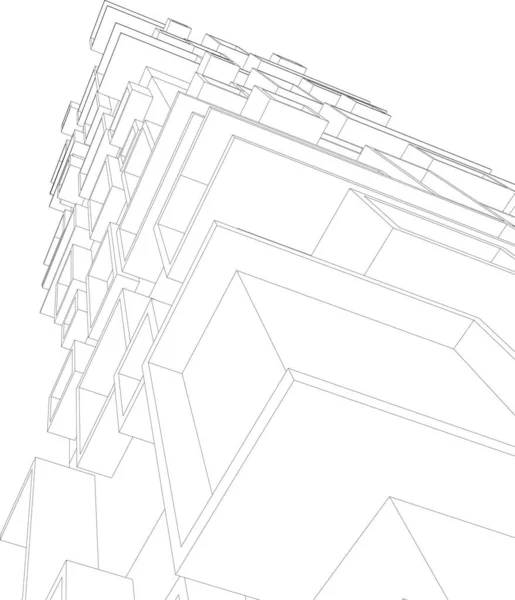 Elvont Rajzvonalak Építészeti Képzőművészetben Minimális Geometriai Formák — Stock Vector