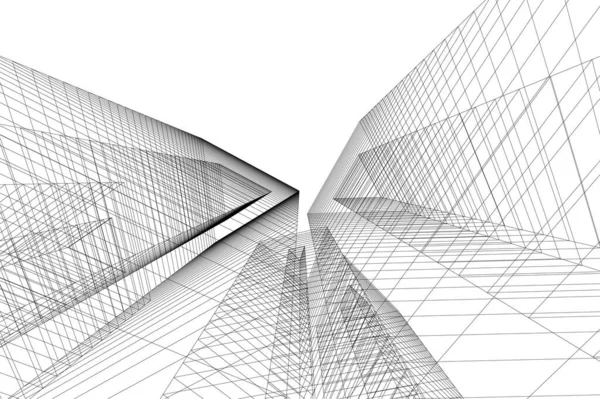 Linhas Abstratas Desenho Conceito Arte Arquitetônica Formas Geométricas Mínimas —  Vetores de Stock