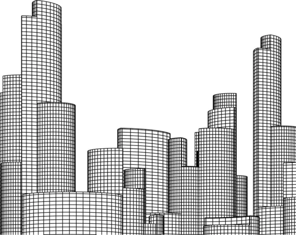 Abstracte Tekenlijnen Architectonisch Kunstconcept Minimale Geometrische Vormen — Stockvector