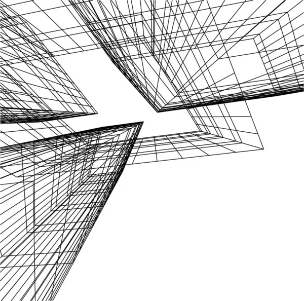 Abstrakta Teckningslinjer Arkitektonisk Konst Koncept Minimala Geometriska Former — Stock vektor