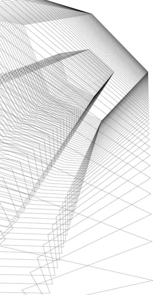 Líneas Abstractas Dibujo Concepto Arte Arquitectónico Formas Geométricas Mínimas — Archivo Imágenes Vectoriales