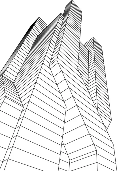 Elvont Rajzvonalak Építészeti Képzőművészetben Minimális Geometriai Formák — Stock Vector