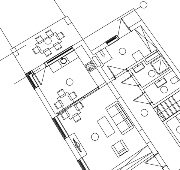 Líneas Abstractas Dibujo Concepto Arte Arquitectónico Formas Geométricas Mínimas — Archivo Imágenes Vectoriales