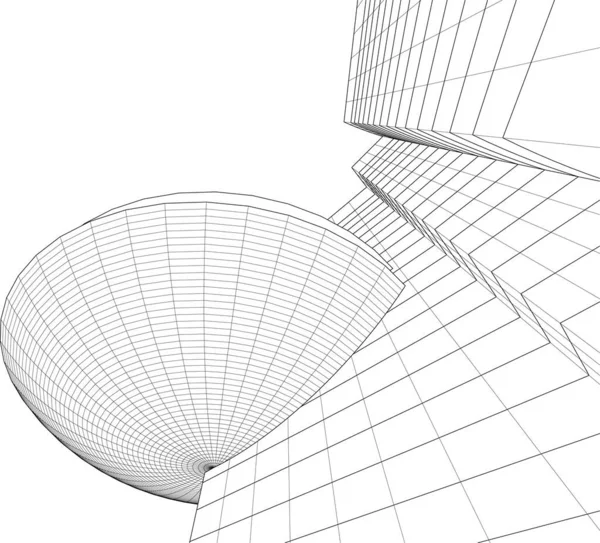 Abstrakte Zeichnungslinien Architektonischen Kunstkonzept Minimale Geometrische Formen — Stockvektor