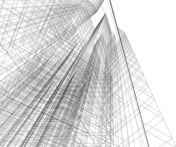 Abstracte Tekenlijnen Architectonisch Kunstconcept Minimale Geometrische Vormen — Stockvector