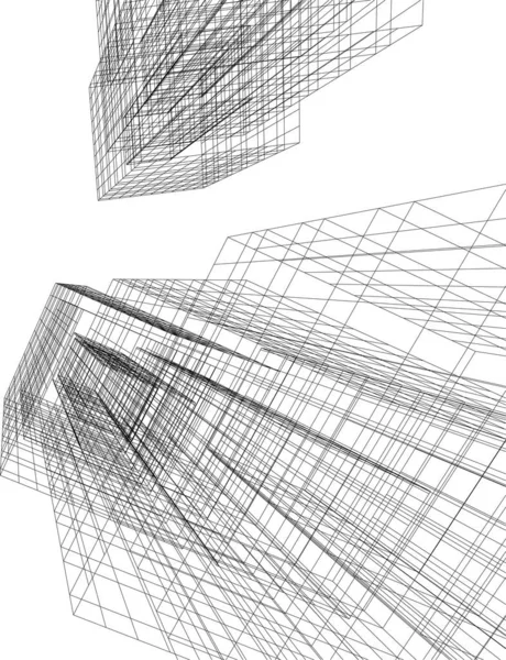 Abstrakte Zeichnungslinien Architektonischen Kunstkonzept Minimale Geometrische Formen — Stockvektor