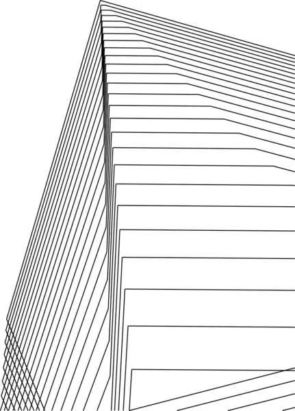 Linee Disegno Astratte Nel Concetto Arte Architettonica Forme Geometriche Minime — Vettoriale Stock