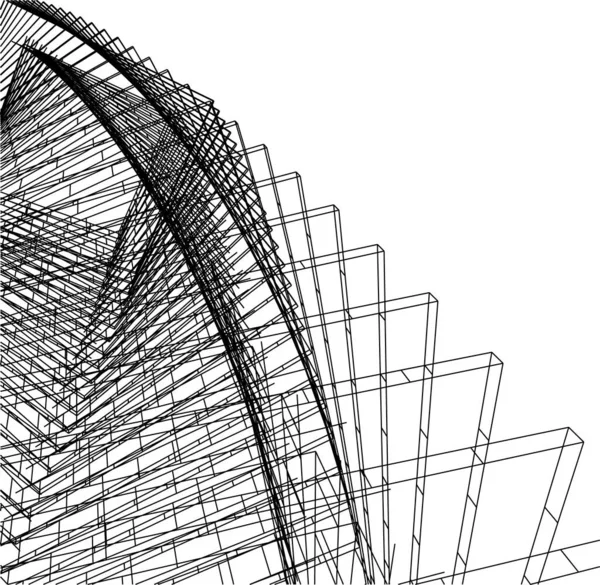 Lignes Dessin Abstraites Dans Concept Art Architectural Formes Géométriques Minimales — Image vectorielle