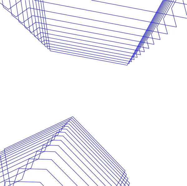 Abstrakta Teckningslinjer Arkitektonisk Konst Koncept Minimala Geometriska Former — Stock vektor