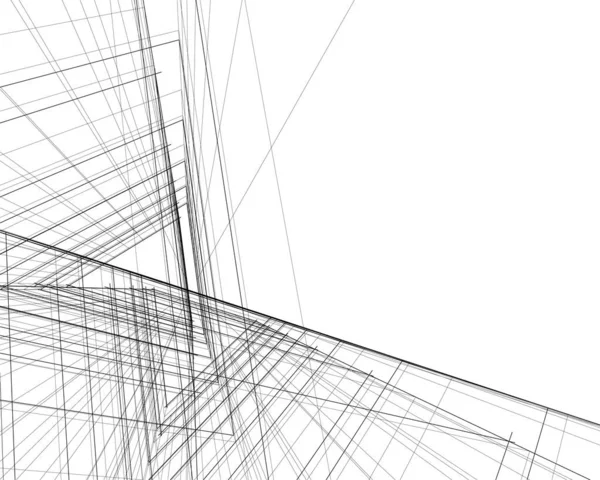 Abstracte Tekenlijnen Architectonisch Kunstconcept Minimale Geometrische Vormen — Stockvector