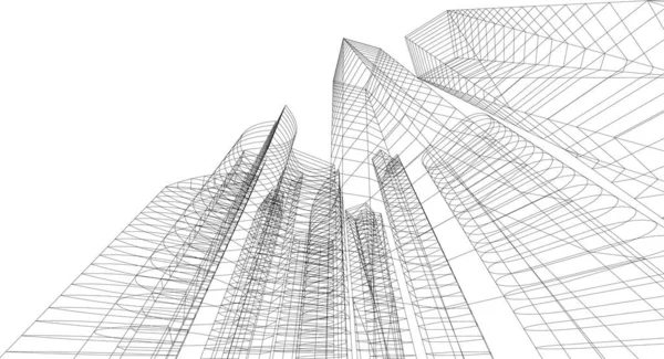 Linhas Abstratas Desenho Conceito Arte Arquitetônica Formas Geométricas Mínimas — Vetor de Stock