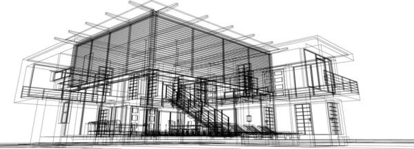 Líneas Abstractas Dibujo Concepto Arte Arquitectónico Formas Geométricas Mínimas — Vector de stock