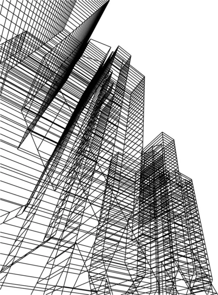 Lignes Dessin Abstraites Dans Concept Art Architectural Formes Géométriques Minimales — Image vectorielle