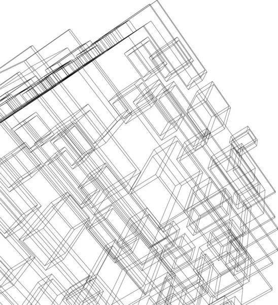 Líneas Abstractas Dibujo Concepto Arte Arquitectónico Formas Geométricas Mínimas — Vector de stock