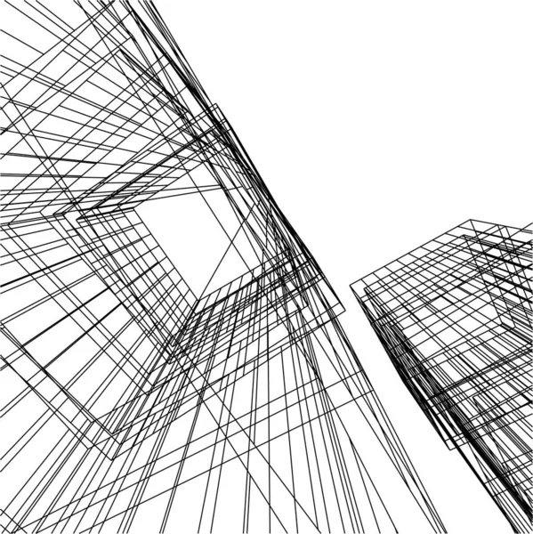 Líneas Abstractas Dibujo Concepto Arte Arquitectónico Formas Geométricas Mínimas — Archivo Imágenes Vectoriales