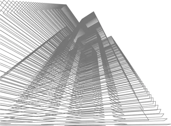 Abstrakte Zeichnungslinien Architektonischen Kunstkonzept Minimale Geometrische Formen — Stockvektor