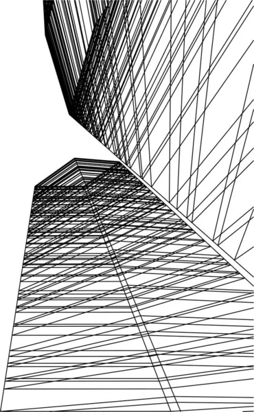 建筑艺术概念中的抽象绘图线 最小几何形状 — 图库矢量图片