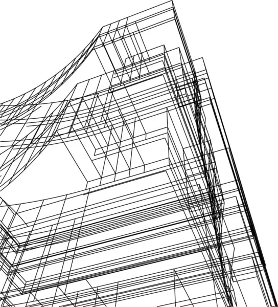 Abstracte Tekenlijnen Architectonisch Kunstconcept Minimale Geometrische Vormen — Stockvector