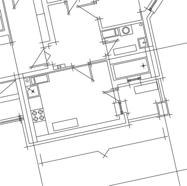 Abstrakcyjne Linie Rysunku Koncepcji Sztuki Architektonicznej Minimalne Kształty Geometryczne — Wektor stockowy