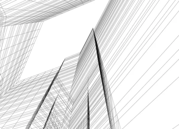 Abstracte Tekenlijnen Architectonisch Kunstconcept Minimale Geometrische Vormen — Stockvector