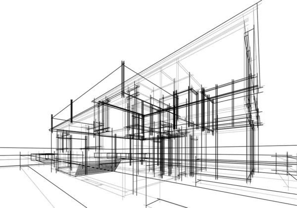 Abstracte Tekenlijnen Architectonisch Kunstconcept Minimale Geometrische Vormen — Stockvector