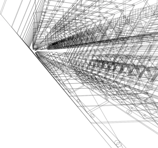 Abstracte Tekenlijnen Architectonisch Kunstconcept Minimale Geometrische Vormen — Stockvector