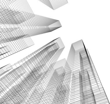 Mimari sanat konseptinde soyut çizgiler, minimum geometrik şekiller.