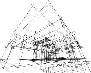 Mimari sanat konseptinde soyut çizgiler, minimum geometrik şekiller. 