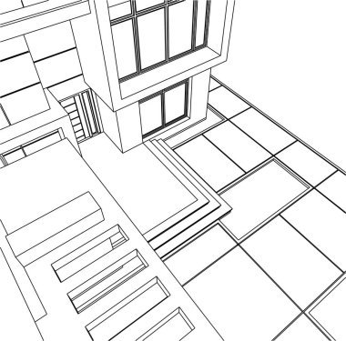 Mimari sanat konseptinde soyut çizgiler, minimum geometrik şekiller. 