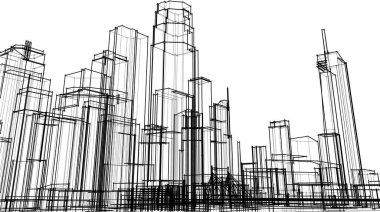 Mimari sanat konseptinde soyut çizgiler, minimum geometrik şekiller.