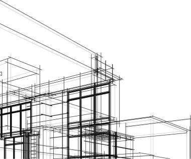 Mimari sanat konseptinde soyut çizgiler, minimum geometrik şekiller. 