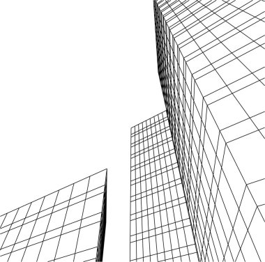 Mimari sanat konseptinde soyut çizgiler, minimum geometrik şekiller. 