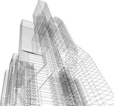 Mimari sanat konseptinde soyut çizgiler, minimum geometrik şekiller. 