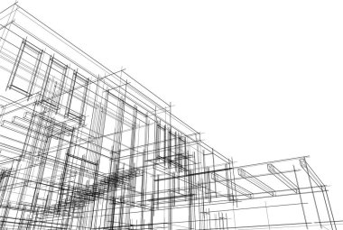 Mimari sanat konseptinde soyut çizgiler, minimum geometrik şekiller. 