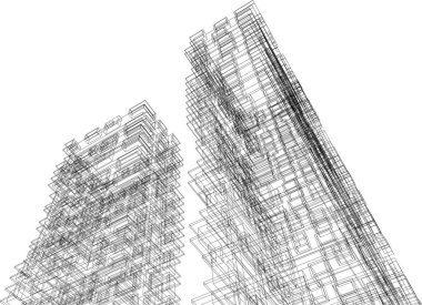 Mimari sanat konseptinde soyut çizgiler, minimum geometrik şekiller.